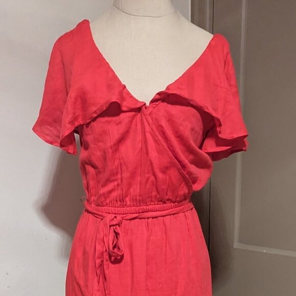 Billabong Dance All Night Knit Maxi Dress Flutter Sleeve Bright Pink Fuschia - Picture 8 of 9